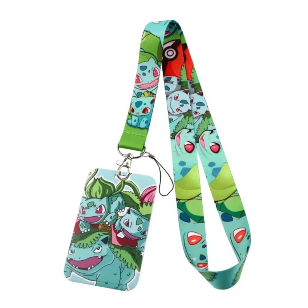 Bulbasaur ID Badge Holder Lanyard with Card Case & Key Strap